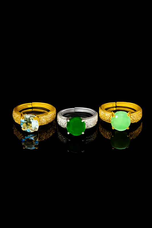 Vintage-Style Oval Gemstone Ring – Elegant Women’s Jewelry in Multiple Colors