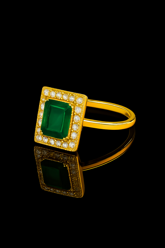 Classic Black &amp; Gold Halo Ring – Adjustable Women’s Statement Jewelry
