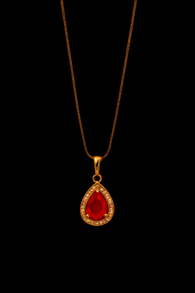 The 'Crimson Teardrop' Halo Necklace