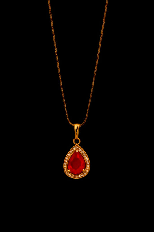 The 'Crimson Teardrop' Halo Necklace