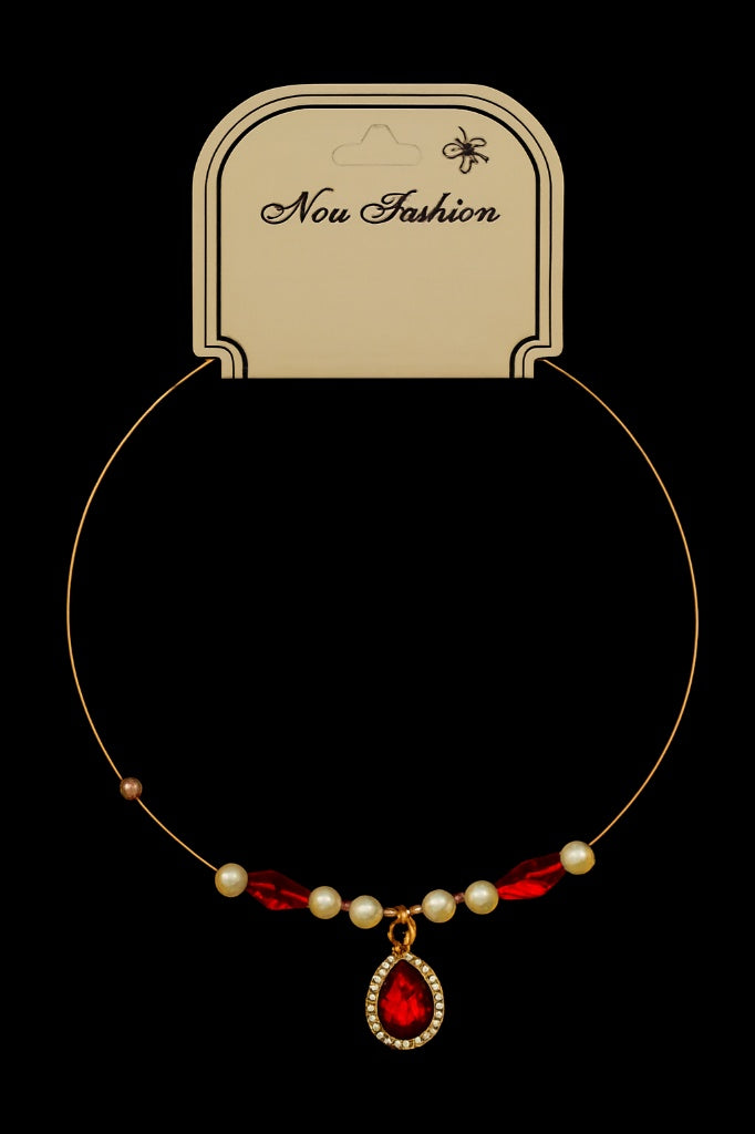 The 'Ruby Pearl' Red Teardrop Anklet
