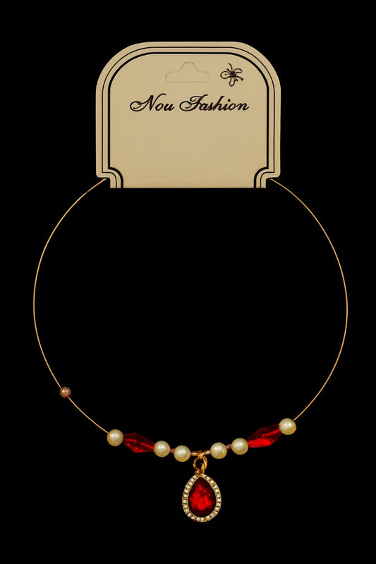 The 'Ruby Pearl' Red Teardrop Anklet