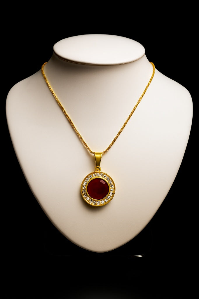 The 'Royal Ruby' Red Stone Halo Necklace