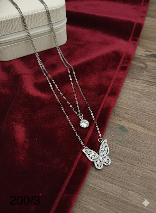 "🦋✨ Butterfly Sparkle Layered Necklace