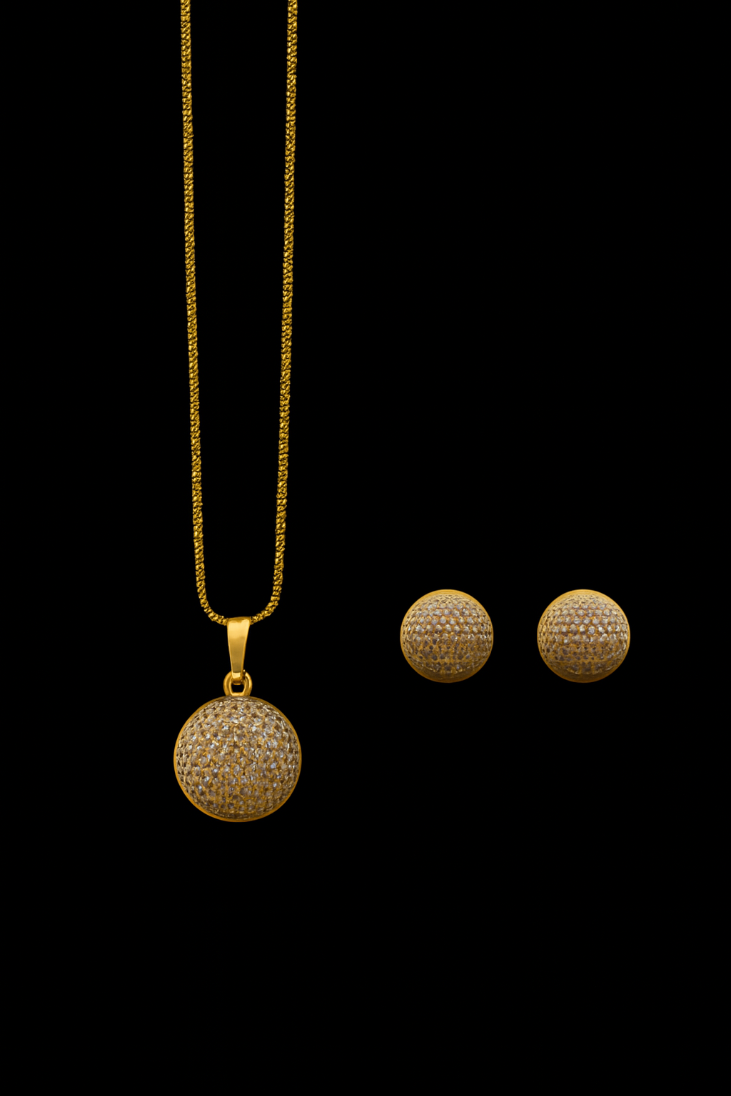 Classic Pavé Crystal Disc Necklace &amp; Earring Set