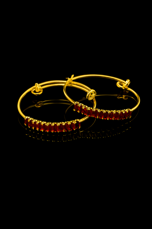 Sleek Ruby-Red Gemstone Bracelets (Pair)