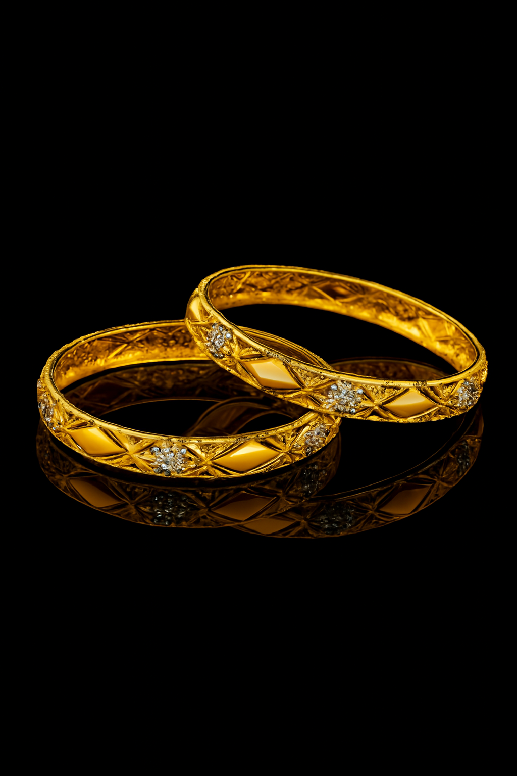 Intricate Jaali Work Crystal Bangles (Pair)