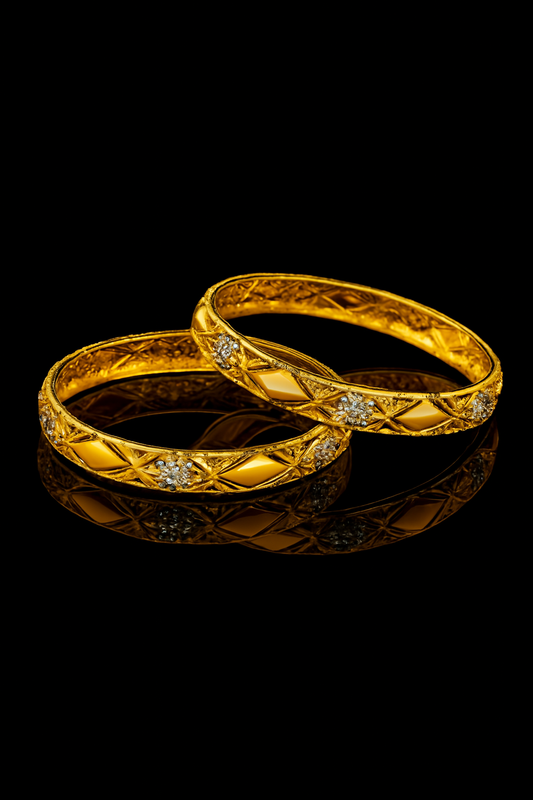 Intricate Jaali Work Crystal Bangles (Pair)