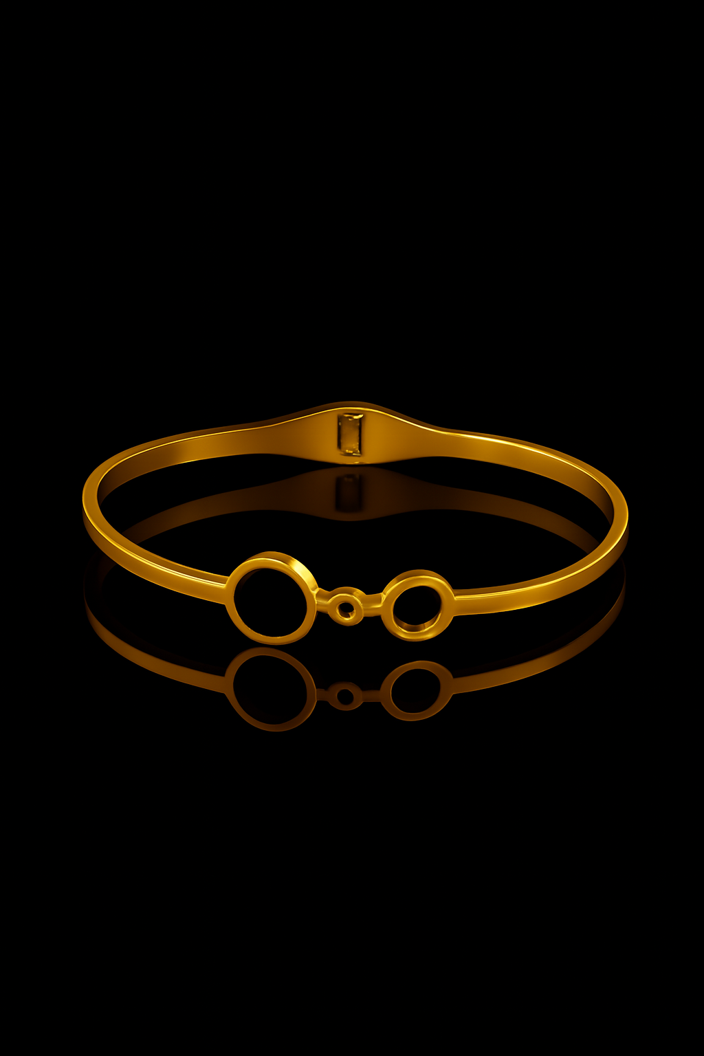 Modern Geometric Circle Bangle (Black &amp; Gold)