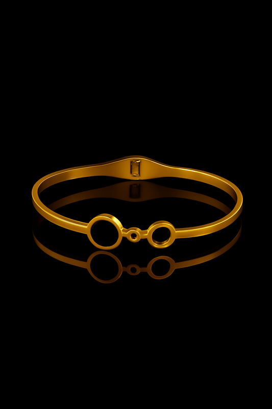 Modern Geometric Circle Bangle (Black &amp; Gold)