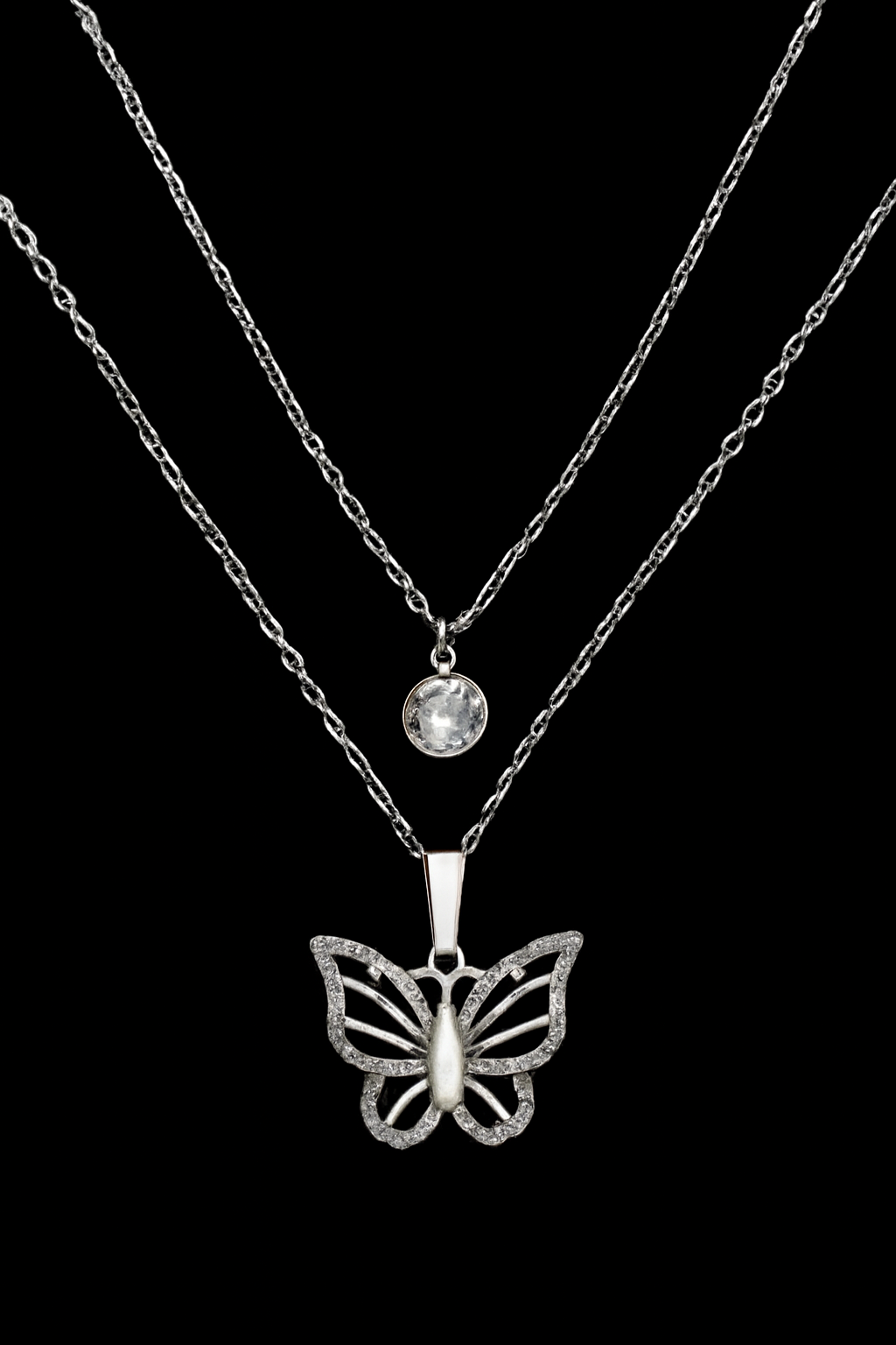 "🦋✨ Butterfly Sparkle Layered Necklace