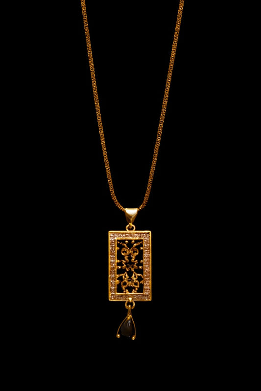 The 'Royal Filigree' Black Stone Dangle Necklace